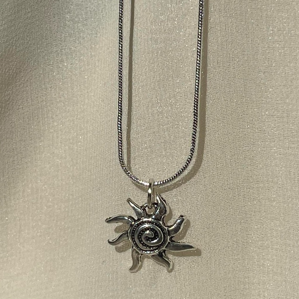 Silver Sun Pendant Necklace